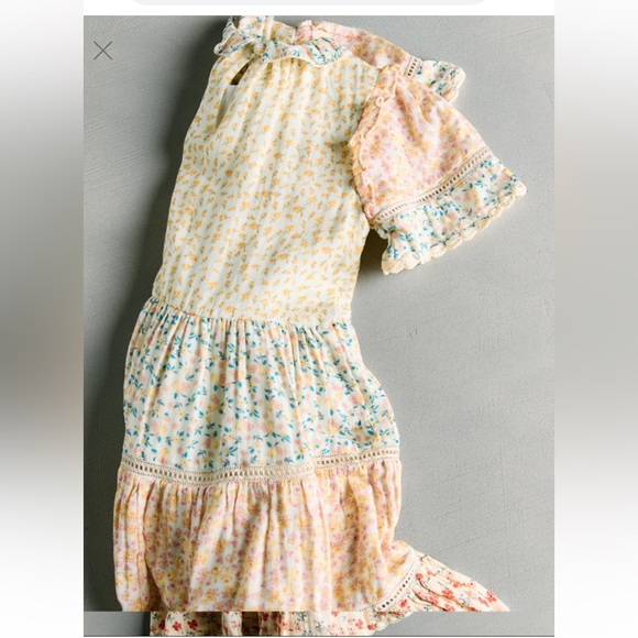 SEA NY X Zara Patchwork Cotton Dress Girls Blush/Yellow/ Blue NWT Size 13-14 - Picture 2 of 7